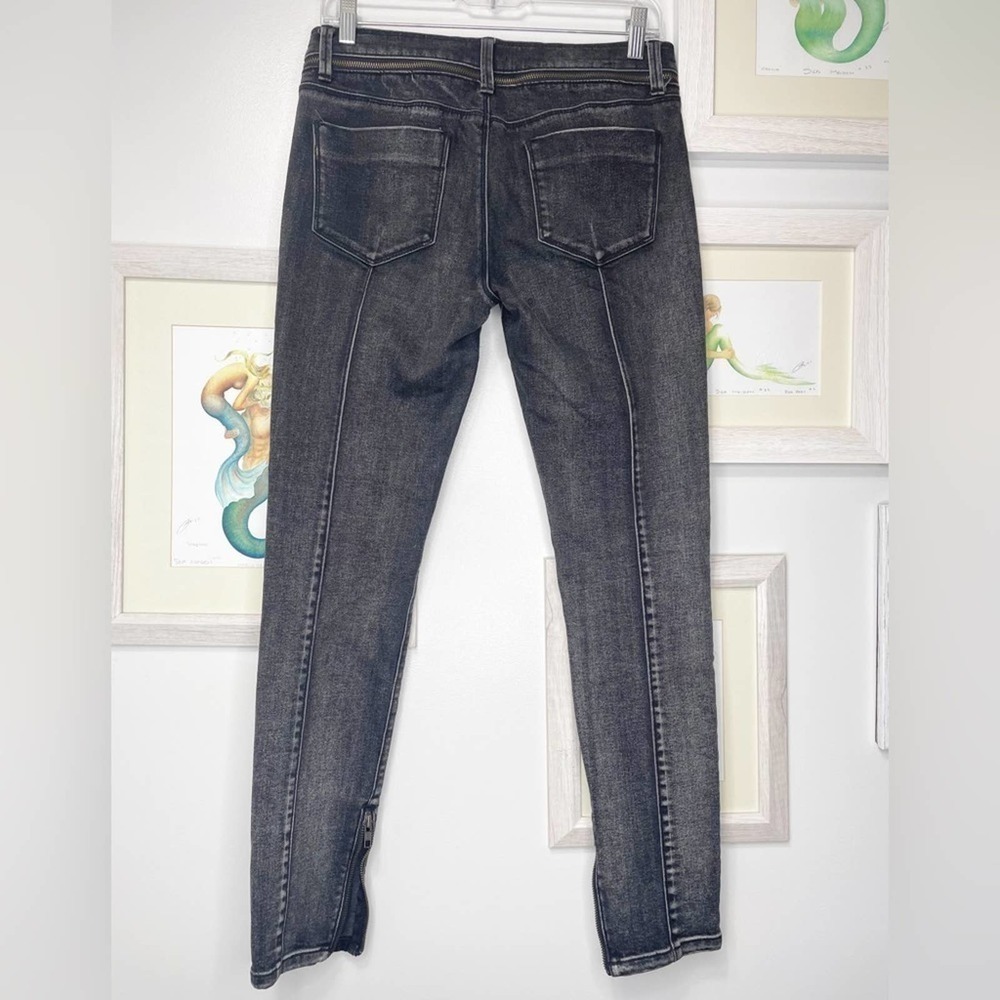 Uo Silence + Noise Black Acid Wash Zipper Belt & Ankle Skinny Jeans Size 28
